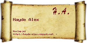 Hayde Alex névjegykártya